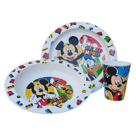 [8412497092253] MICKEY SET 3PZ. 2 PIATTI+BICCHIERE MICROONDE