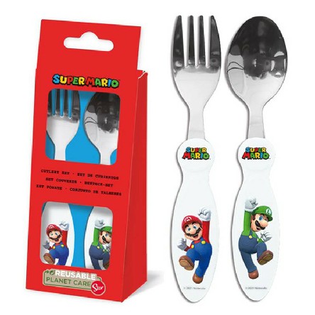[8412497214181] SUPER MARIO SET 2 POSATE ACCIAIO
