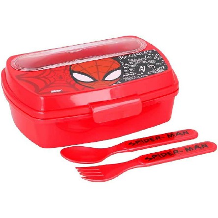 [8412497513093] SPIDERMAN PORTAMERENDA C/POSATE (FORCHETTA+CUCCHIA