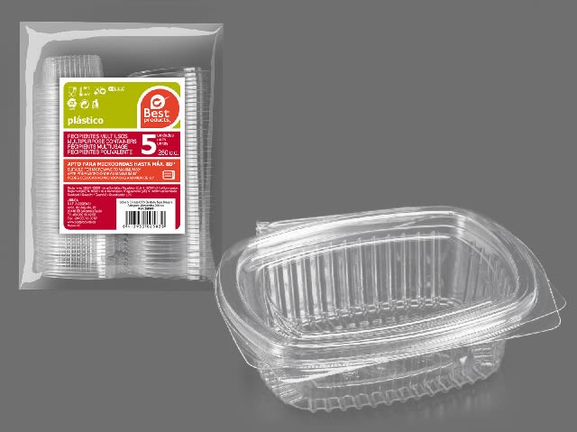 [8413930025838] CONTENITORE IN PLASTICA OVALE ALIM. 250CC - 5PZ
