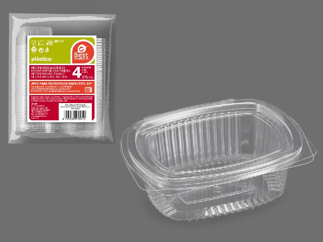 [8413930025845] CONTENITORE IN PLASTICA OVALE ALIM. 375CC - 4PZ