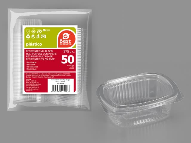 [8413930025968] CONTENITORE IN PLASTICA OVALE ALIM. 375CC - 50PZ