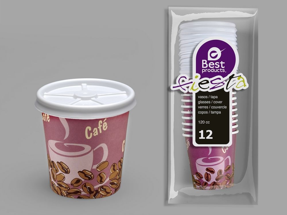 [8413930026316] BICCHIERE MONOUSO DI CARTA CON COPER. 120CC - 12PZ