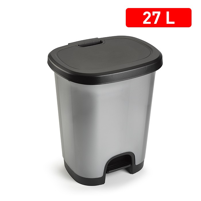 [8414926307747] PATTUMIERA A PEDALE BLACK 27 L ARGENTO