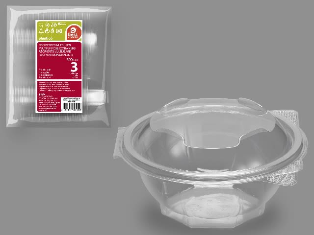 [8424345101550] CONTENITORE IN PLASTICA TONDO PER INSALATE - 500CC