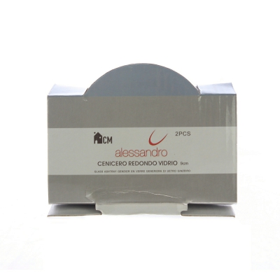 [8424906371651] PORTACENERE DI VETRO 2PZ 9CM