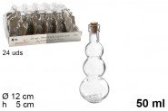 [8424906544062] MINI BOTTIGLIA DI VETRO TAPPO SUGH. 50ML