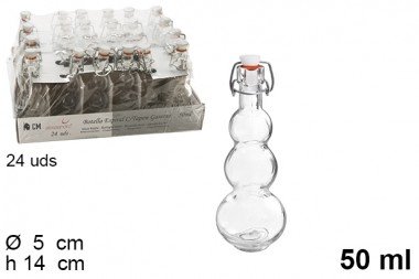 [8424906545687] BOTTIGLIA VETRO C/COPERCHIO PER LIQ. 50ML