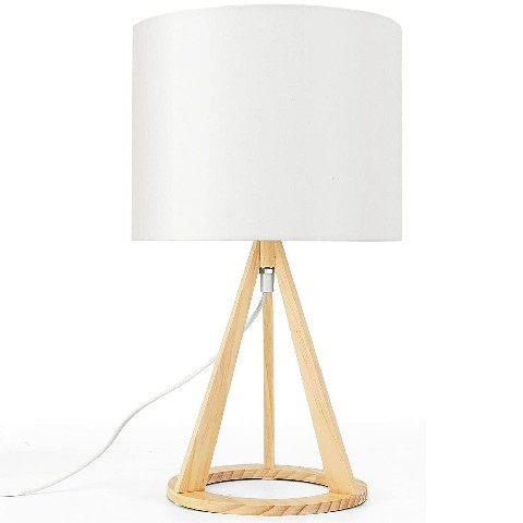 [8433325212582] LAMPADA DA TAVOLO IN LEGNO LAMPADINA ESCLUSA E27 E