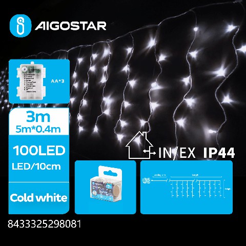 [8433325298081] 3AA,TENDA LUMINOSA,LUCE FREDDA,L5*W0,4M
