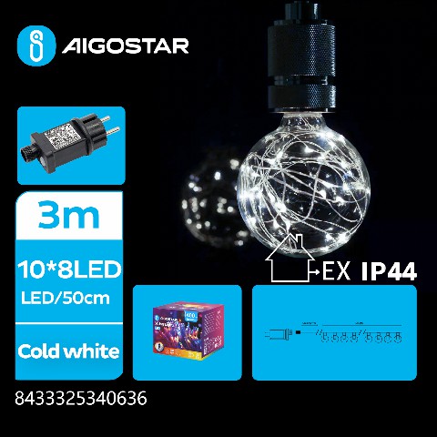 [8433325340636] CATENA LUMINOSA A BASSO VOLTAGGIO G50 CON FILO IN