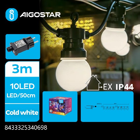[8433325340698] CATENA LUMINOSA A BASSO VOLTAGGIO G50 CON LUCI TON