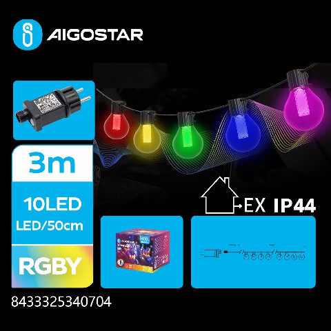 [8433325340704] CATENA LUMINOSA A BASSO VOLTAGGIO G50 CON LUCI TON