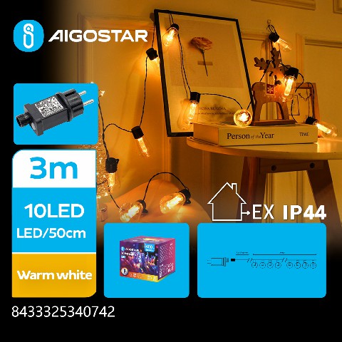 [8433325340742] CATENA LUMINOSA A BASSO VOLTAGGIO G50 CON LUCI TON
