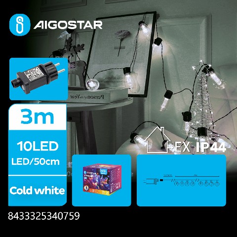 [8433325340759] CATENA LUMINOSA A BASSO VOLTAGGIO G50 CON LUCI TON