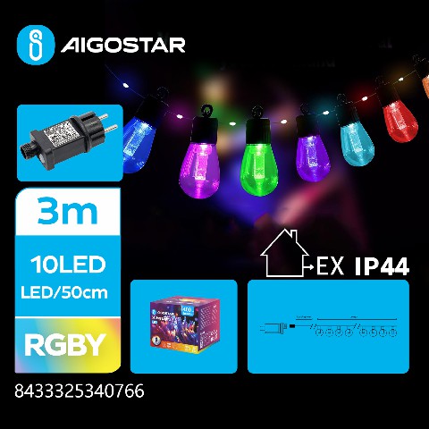 [8433325340766] CATENA LUMINOSA A BASSO VOLTAGGIO G50 CON LUCI TON