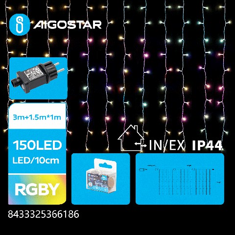 [8433325366186] BASSO VOLTAGGIO,TENDA LUMINOSA,RGBY,L1,5*W1M