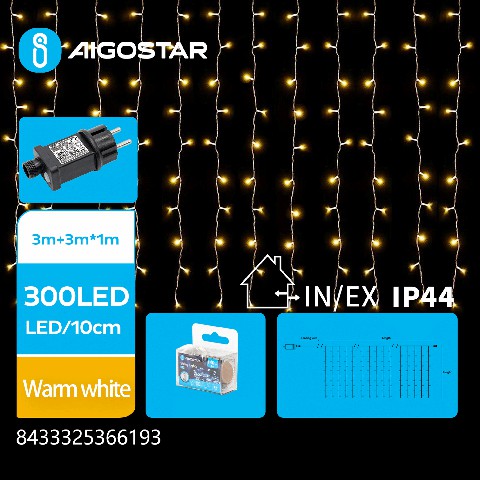 [8433325366193] BASSO VOLTAGGIO,TENDA LUMINOSA,LUCE CALDA,L3*W1M