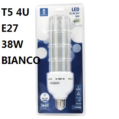 [8433340003899] LED B5 T5 4U 38W E27 6400K BIANCO