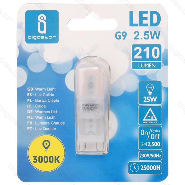 [8433340003929] LAMP LED BISPINA G9 2,5W=25W 3000K CALDO