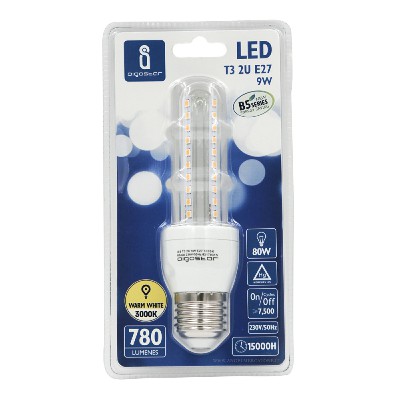 [8433340004810] LED B5 T3 2U 9W E27 3000K GIALLO