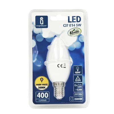 [8433340005497] LAMP LED OLIVA A5 C37 E14 5W=40W 3000K CALDO