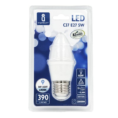 [8433340005527] LAMP LED OLIVA A5 C37 E27 5W=40W 6400K FREDDO