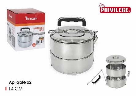 [8433774725053] PORTA PRANZO PRIVILEGGE ACCIAIO 14CM DOPPIA PIATTO