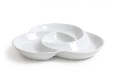 [8435133883916] VASSOIO IN CERAMICA CON 4 SCOMPARTI 23,5X23,5X2CM