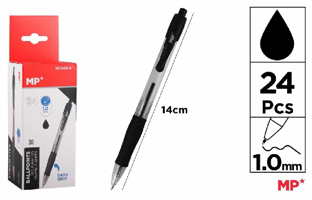 [8435250907434] PENNE SFERA A SCATTO 1.0MM 24PZ NERO