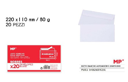[8435250910250] BUSTA 220X110MM 80G 20PZ