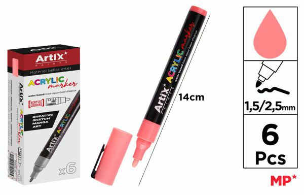 [8435250912308] ARTIX PENNARELLO ACRILICO 0.5/2.5MM CORALLO
