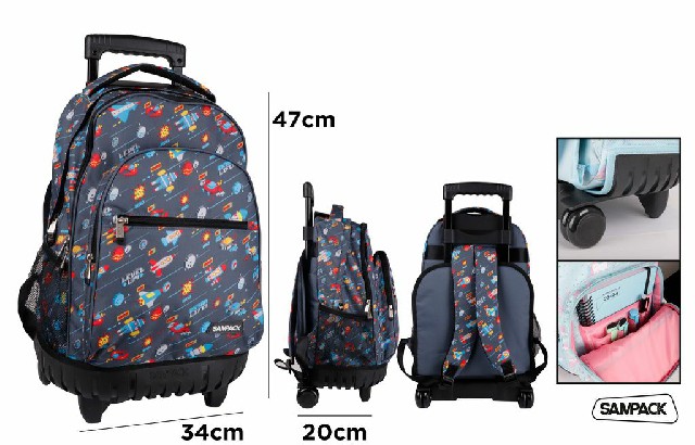 [8435250915040] ZAINO SCOLASTICO CON TROLLEY ASTRONAVI