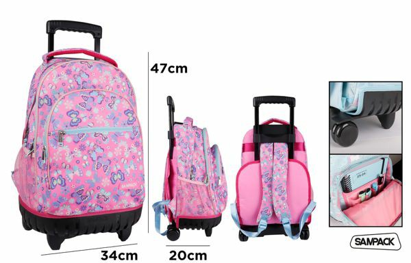 [8435250915064] ZAINO SCOLASTICO CON TROLLEY FARFALLE