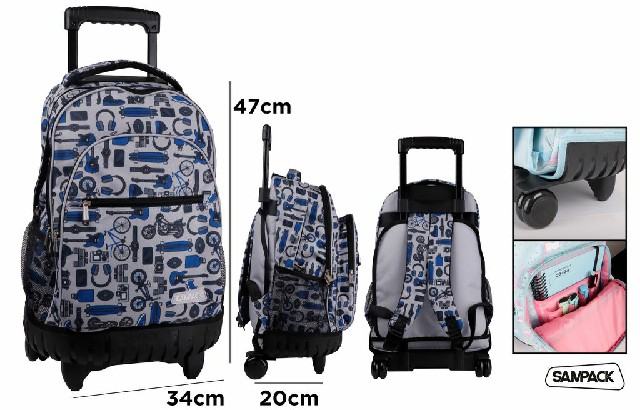 [8435250915071] ZAINO SCOLASTICO CON TROLLEY MASCHILE