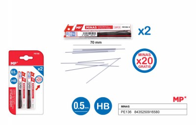 [8435250916580] MINE DI RICARICA HB 0.5MM 7CM 2PZ