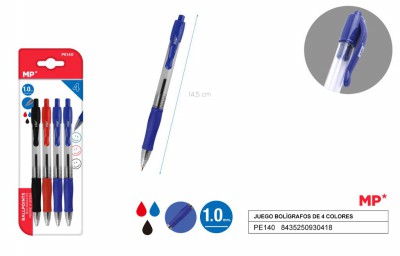 [8435250930418] PENNE SFERA A SCATTO 1.0MM 4PZ 1*N/1*R/2*B
