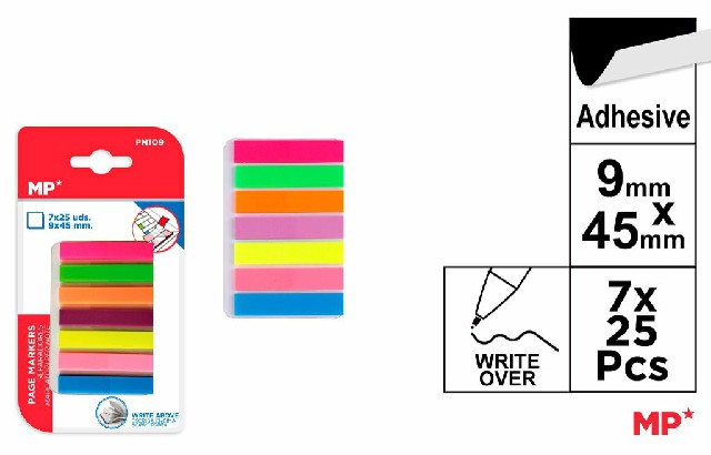 [8435250934638] SEGNAPAGINA ADESIVI 45X9MM 25X7 COLORI FLUO
