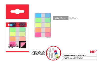 [8435250934645] SEGNAPAGINA ADESIVI 44X12MM 25X5 COLORI PASTEL