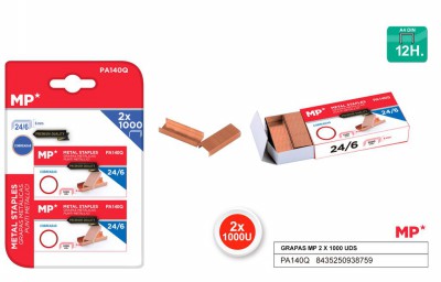 [8435250938759] PUNTI METALLICI 24/6 CONF. 2*1000PZ COL. RAME