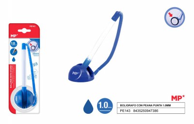 [8435250947386] PENNA SFERA 1.0MM CON BASE ANTIFURTO BLU