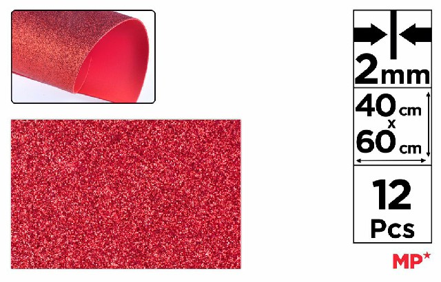 [8435250955947] GOMMA EVA GLITTER 60*40CM SP 2MM ROSSO NATALIZI