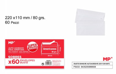 [8435250966608] BUSTA 220X110MM 80G 60PZ