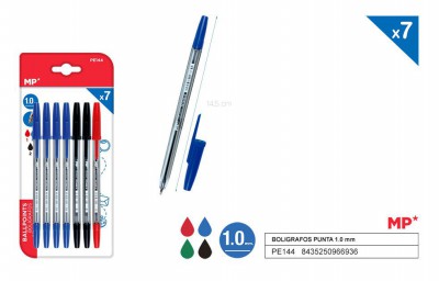 [8435250966936] PENNE SFERA 1.0MM 7PZ 1*R/2*N/4*B