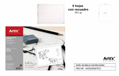 [8435250967872] CARTA DA DISEGNO CON BORDO 24CM*32CM CERVANTES