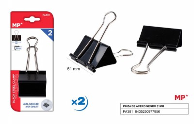 [8435250977956] CLIP FERMACARTE IN ACCIAIO 51MM 2PZ NERO