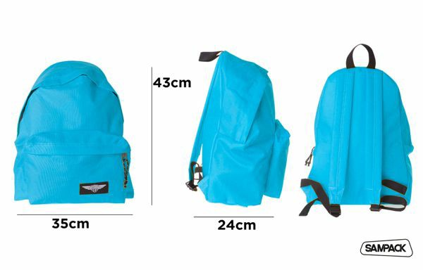 [8435250979295] SAMPACK ZAINO 2ZIP 43X35X24CM BLU FLUO+DETT. NERO