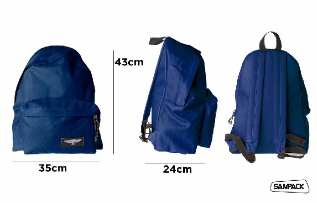 [8435250979318] SAMPACK ZAINO 2ZIP 43X35X24CM BLU NAVY+DETT. NERO