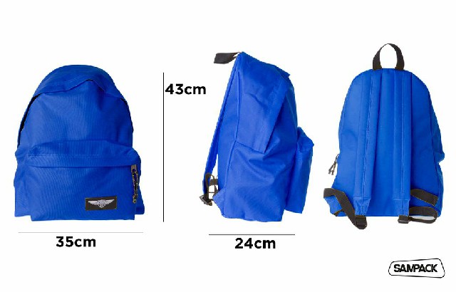 [8435250979325] SAMPACK ZAINO 2ZIP 43X35X24CM BLU+DETT. NERO