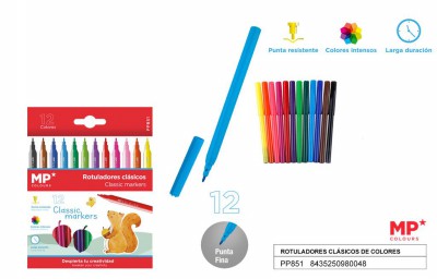[8435250980048] PENNARELLI CLASSICI PUNTA FINE CONF. 12 COLORI
